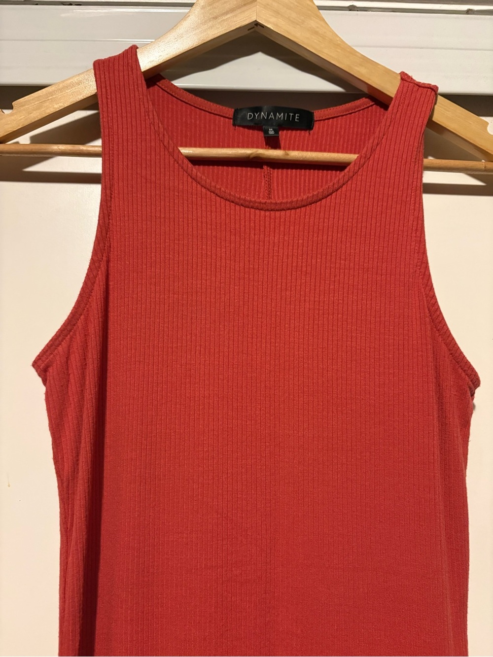 Dynamite Rust Red Ribbed Maxi Dress with Side Slit - Picture 4 of 6